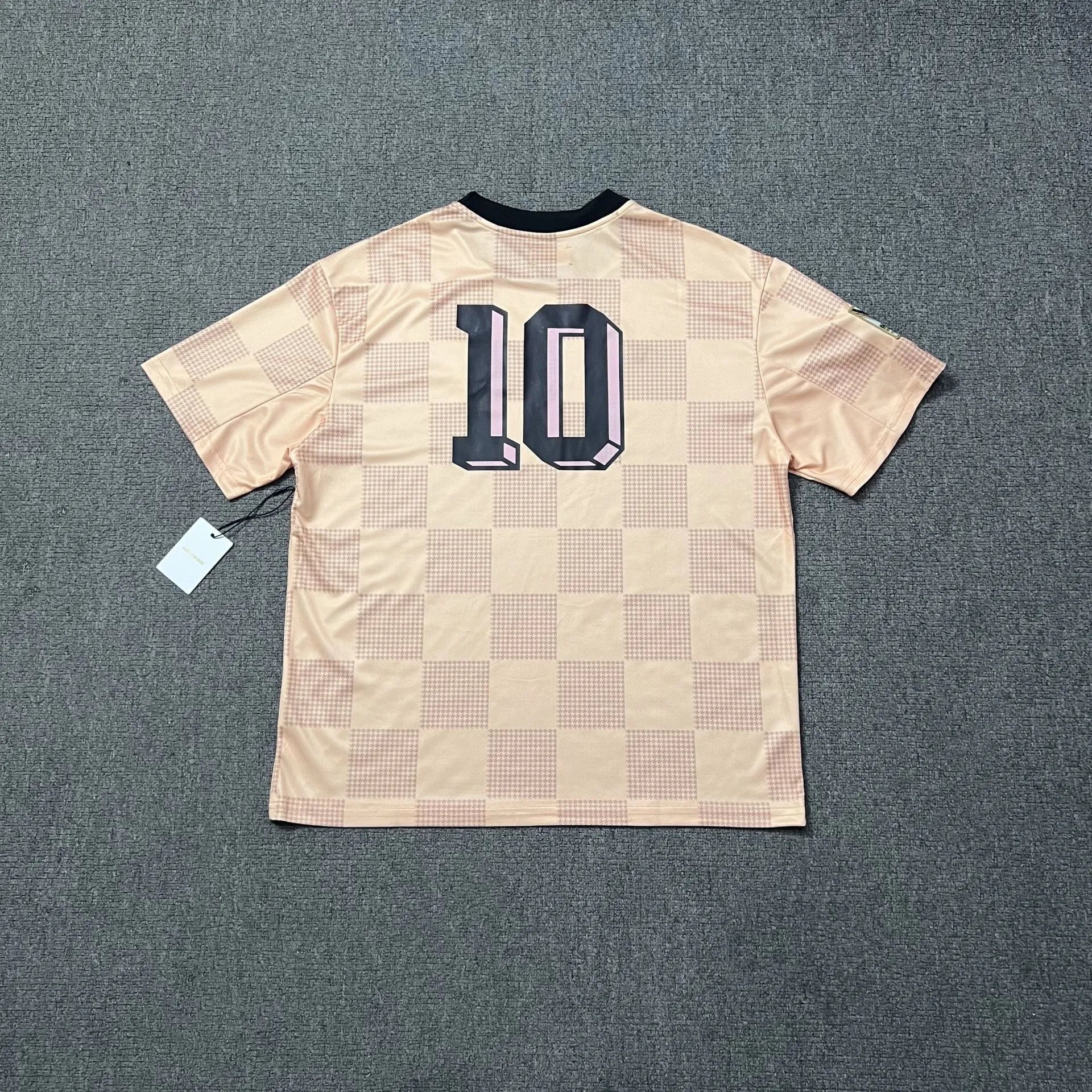 Design Checkerboard Print Soccer Jersey Peach - 19