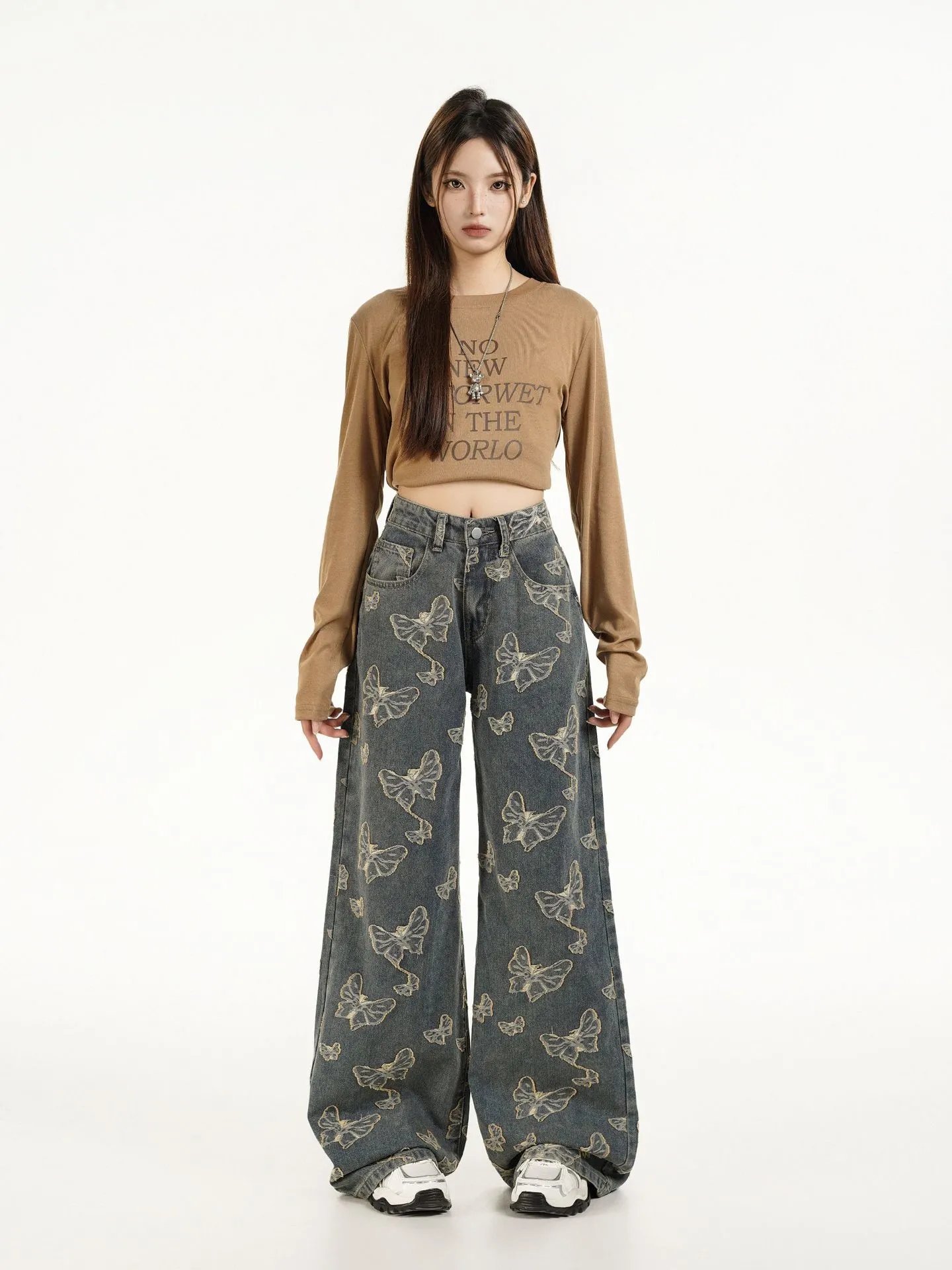 Gallery Dept. Butterfly Print Wide-Leg Jeans Blue - 15