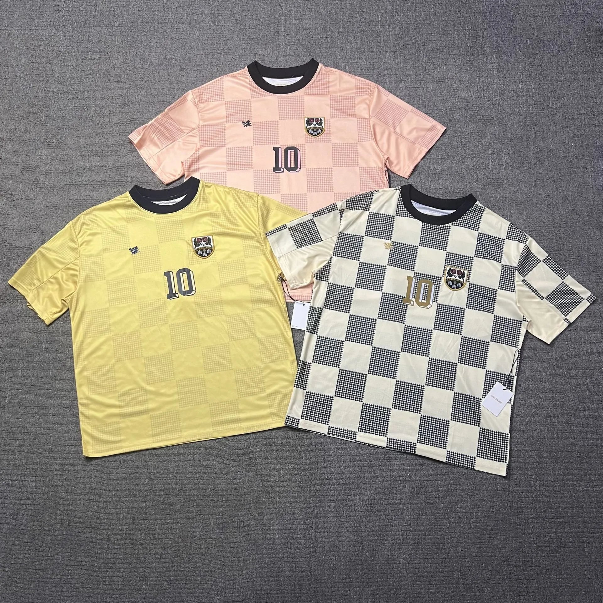 Design Checkerboard Print Soccer Jersey Peach - 6