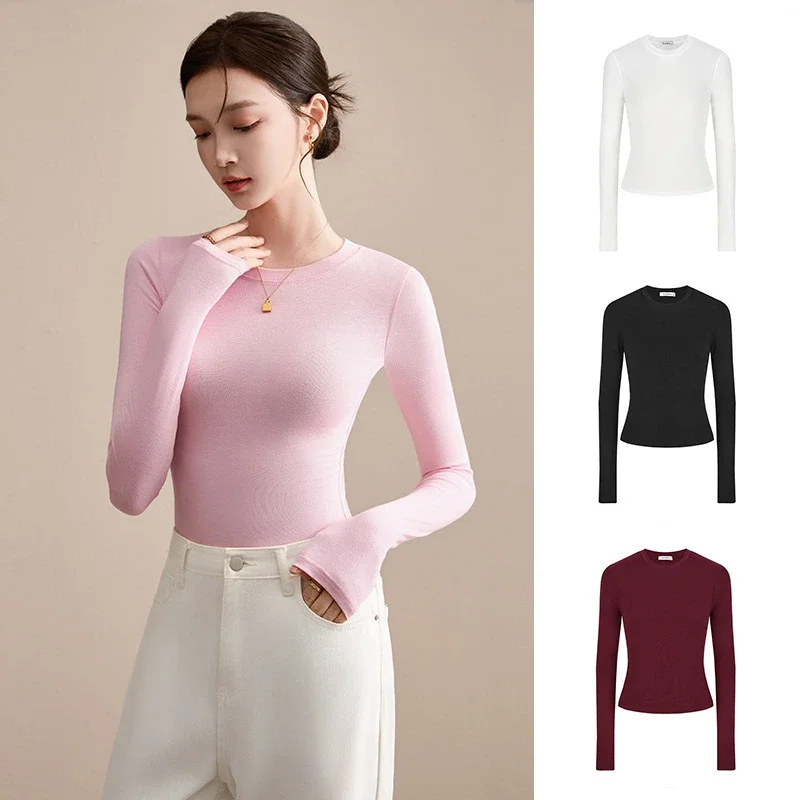 Round Neck Slim Fit Long Sleeve Knit Top