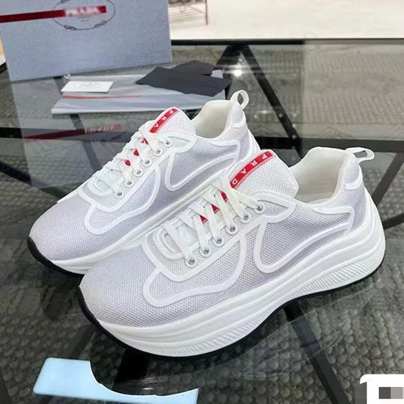 Prada Re-Nylon Sneakers Gray and White - 5