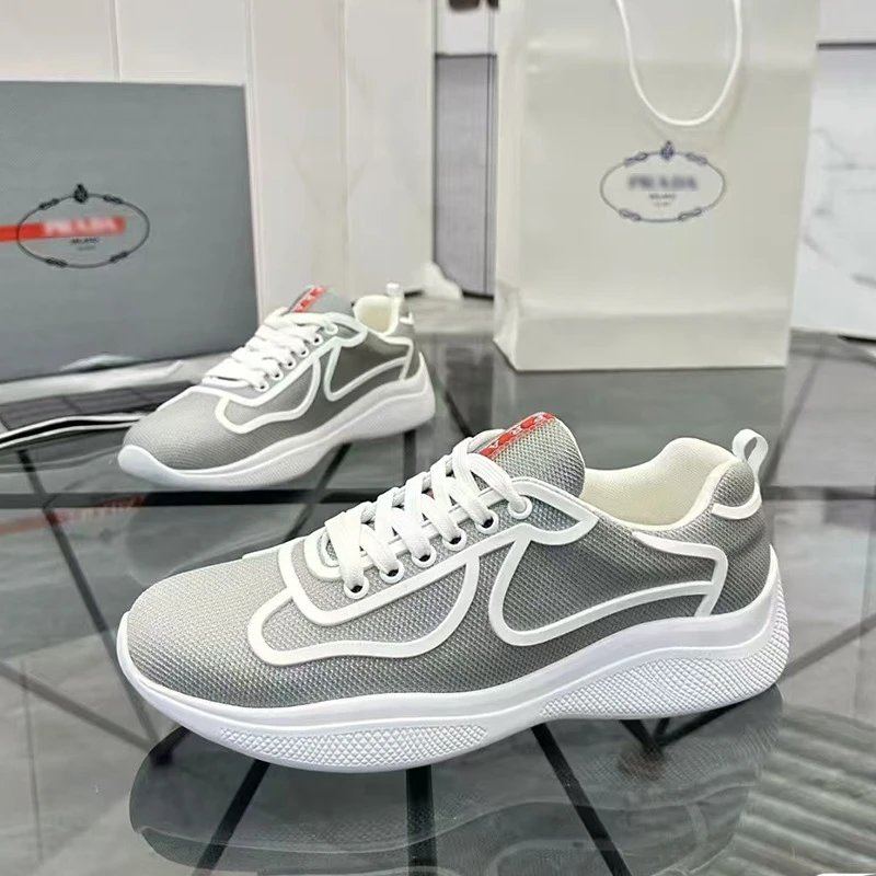 Prada Re-Nylon Sneakers Gray and White - 4
