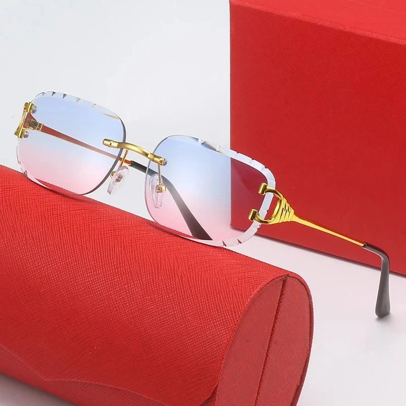 C.artier Frameless Sunglasses卡.迪.亚 无框钻石切边方形太阳镜inspreadsheet