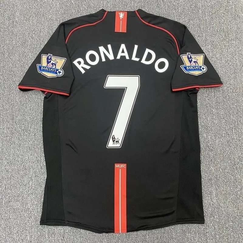 07-08 Black Away #7 Ronaldo Short Sleeve with Patch