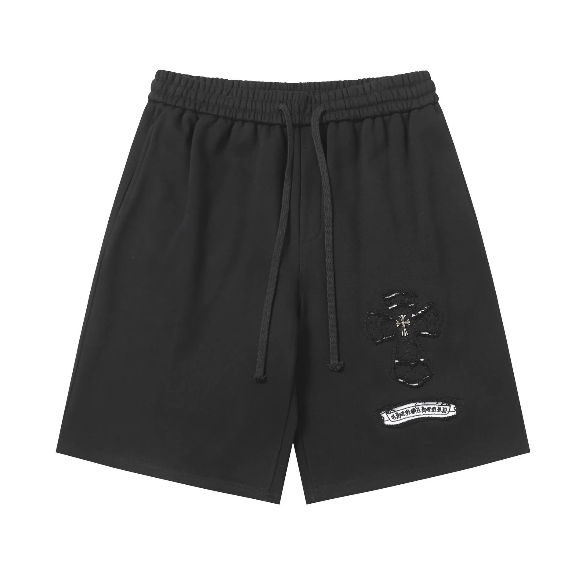 Chrome Hearts Cross Patch Black Terry Sweat Shorts - rep szorty