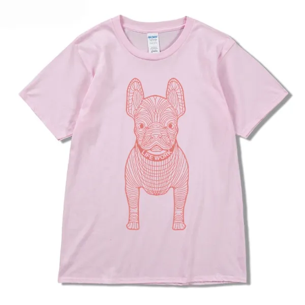 GRA French Bulldog Line Art Burgundy T-Shirt - 12