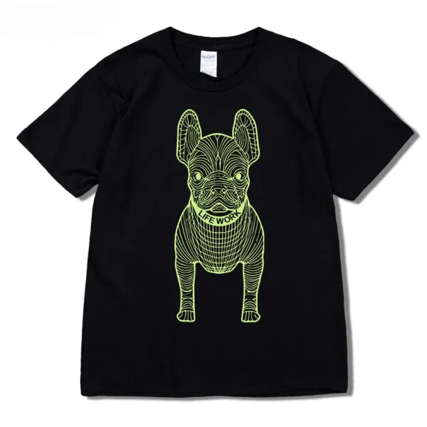 GRA French Bulldog Line Art Burgundy T-Shirt - 16