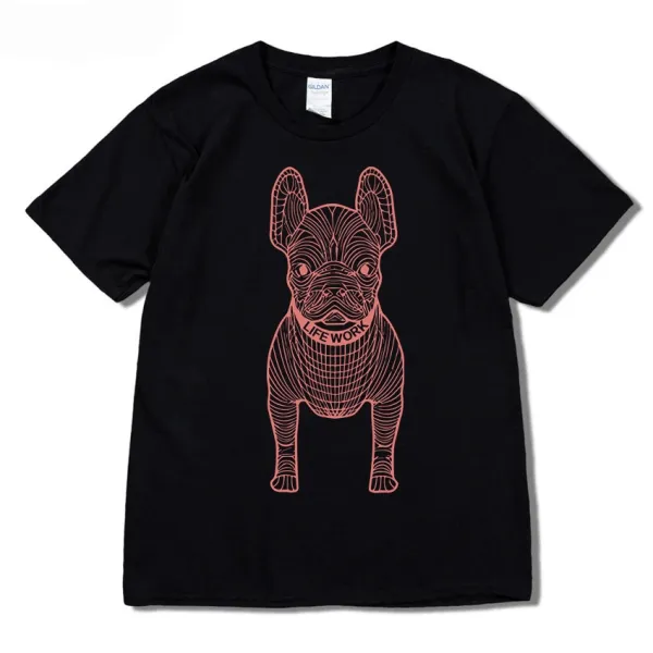 GRA French Bulldog Line Art Burgundy T-Shirt - 15