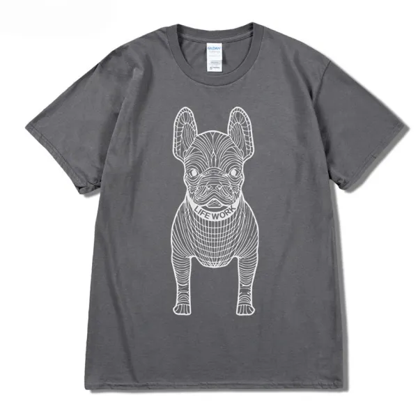 GRA French Bulldog Line Art Burgundy T-Shirt - 40