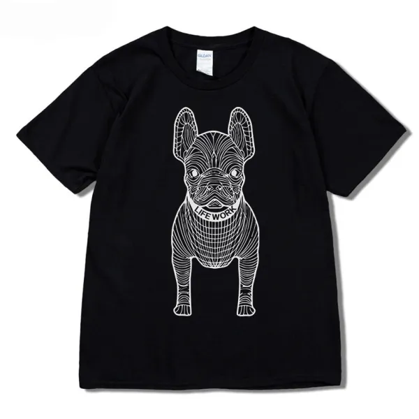 GRA French Bulldog Line Art Burgundy T-Shirt - 14