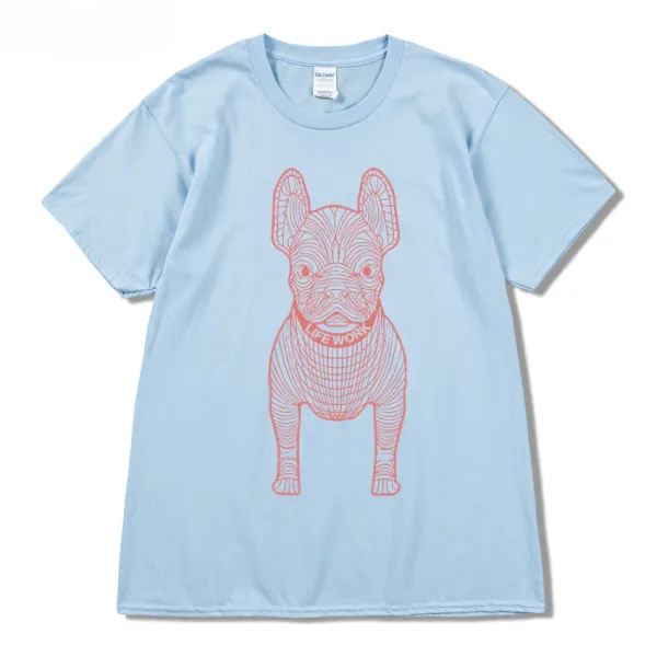 GRA French Bulldog Line Art Burgundy T-Shirt - 38