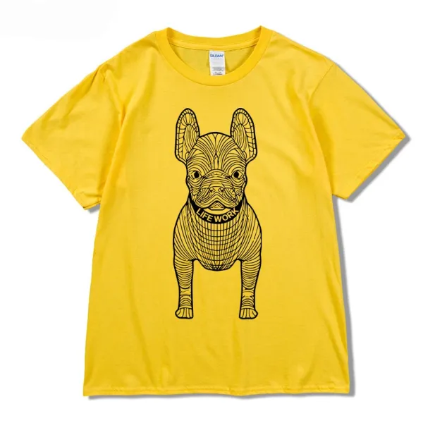 GRA French Bulldog Line Art Burgundy T-Shirt - 21