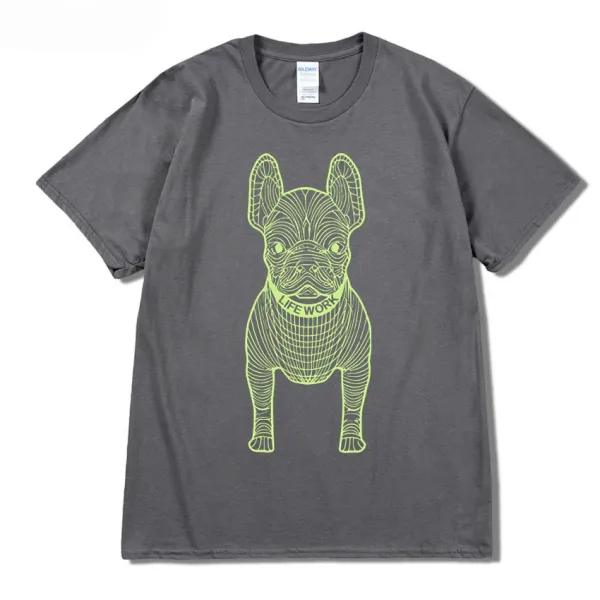 GRA French Bulldog Line Art Burgundy T-Shirt - 43