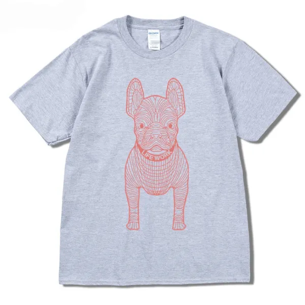 GRA French Bulldog Line Art Burgundy T-Shirt - 34