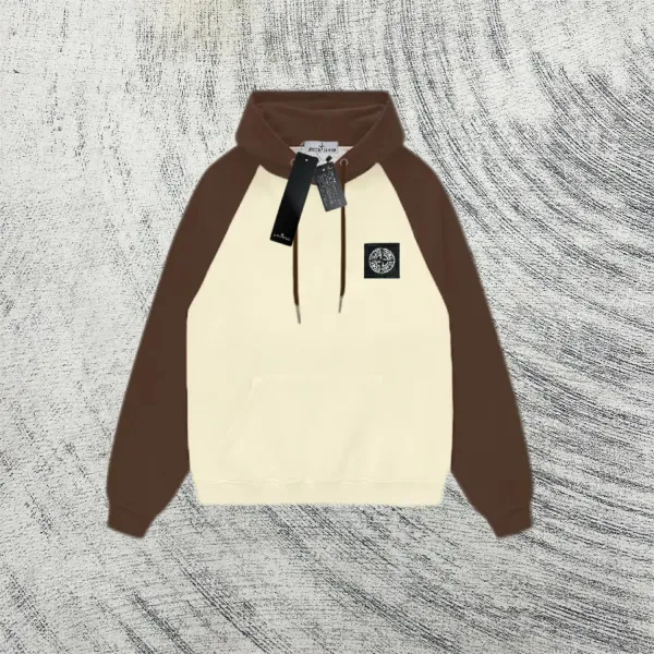 Stone Island Raglan Hoodie Cream and Light Blue - 3