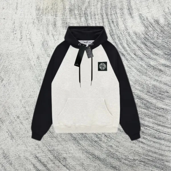 Stone Island Raglan Hoodie Cream and Light Blue - 9
