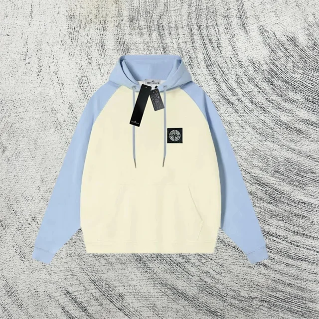 Stone Island Hoodies & Sweatshirts Contrast Raglan Hooded Sweatshirt with Compass Patch product detail image 1