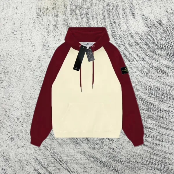 Stone Island Raglan Hoodie Cream and Light Blue - 12