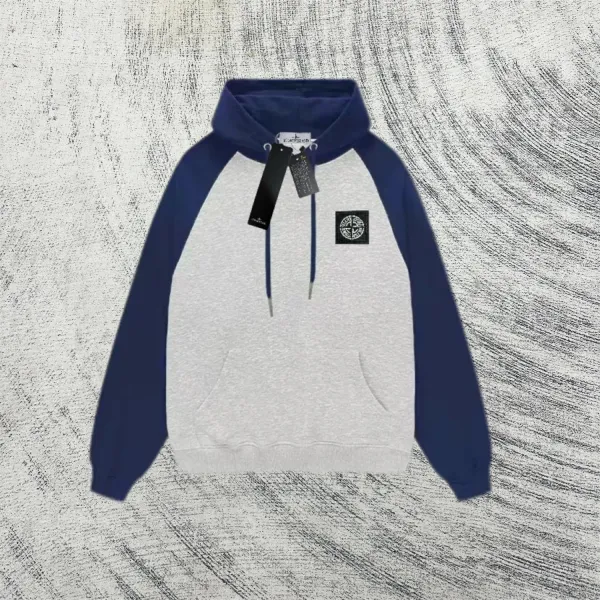 Stone Island Raglan Hoodie Cream and Light Blue - 11