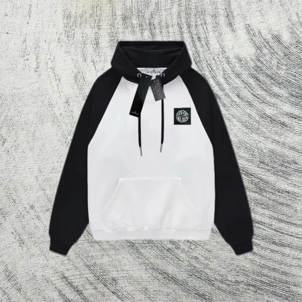 Stone Island Raglan Hoodie Cream and Light Blue - 7