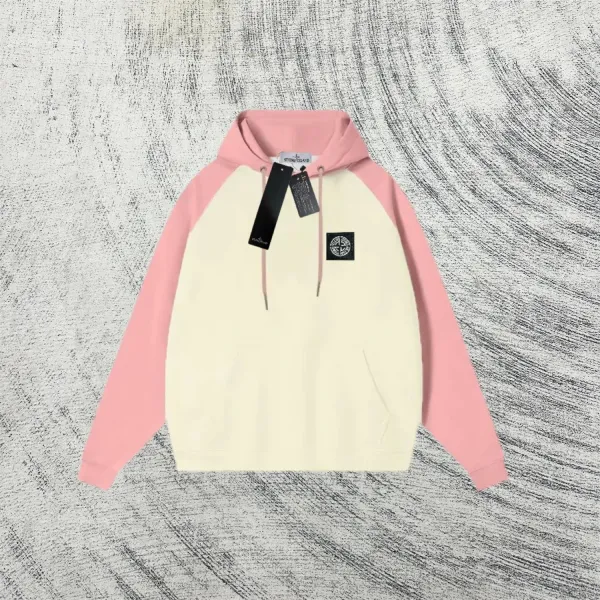Stone Island Raglan Hoodie Cream and Light Blue - 5
