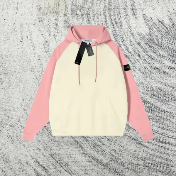 Stone Island Raglan Hoodie Cream and Light Blue - 13