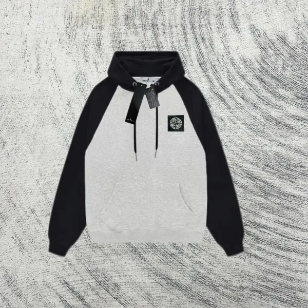 Stone Island Raglan Hoodie Cream and Light Blue - 8