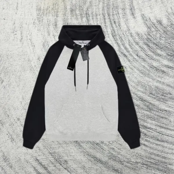 Stone Island Raglan Hoodie Cream and Light Blue - 16