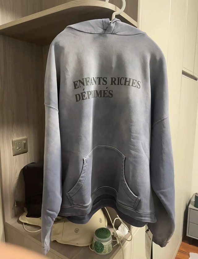 Essentials Enfants Riches Déprimés Grey Blue Vintage Logo Hoodie - Buy on Kakobuysheetfind