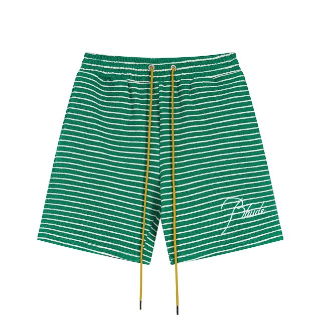 Rhude Rhude Green Striped Cotton Shorts Yellow Drawstring - Buy on Kakobuysheetfind