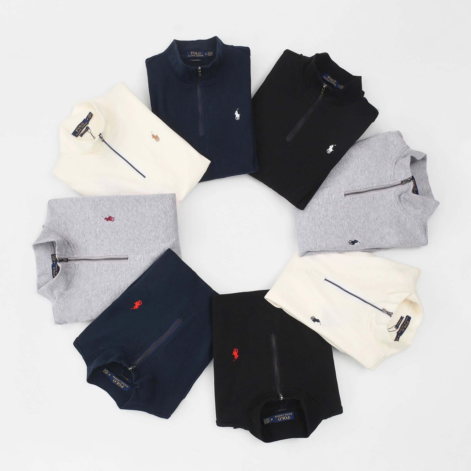 Ralph Lauren Classic Navy Half Zip Cotton Sweatshirt