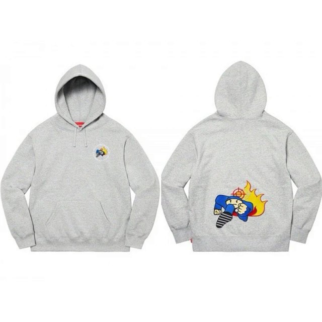 Supreme Supreme Grey Flame Cartoon Cotton Hoodie - Buy on Kakobuysheetfind