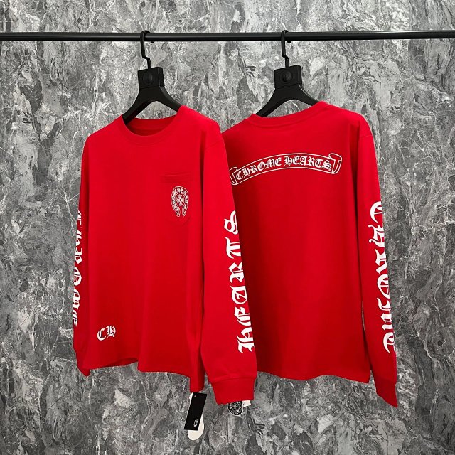 Chrome Hearts Chrome Hearts Red Gothic Long Sleeve Cotton T-Shirt - Buy on Kakobuysheetfind