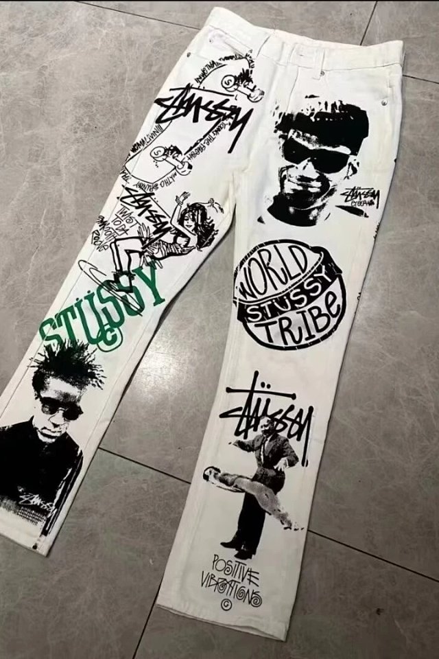 Stussy Stussy White Graffiti Print Cotton Skateboard Pants - Buy on Kakobuysheetfind
