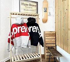 Supreme Supreme Red Gray Color Block Hoodie Unisex Streetwear - Buy on Kakobuysheetfind