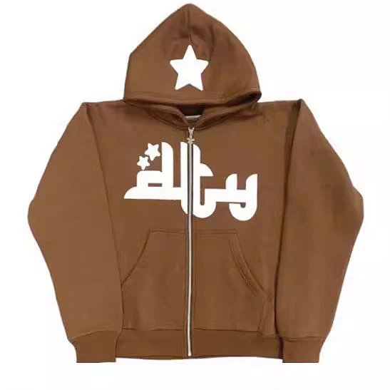 Y2K HoodiesY2K Brown Zip Up Star Graffiti Vintage Hoodie - Buy on Kakobuysheetfind