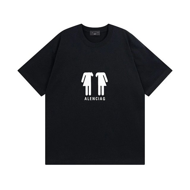 Balenciaga Black Cotton Logo Unisex Fashion T-Shirt