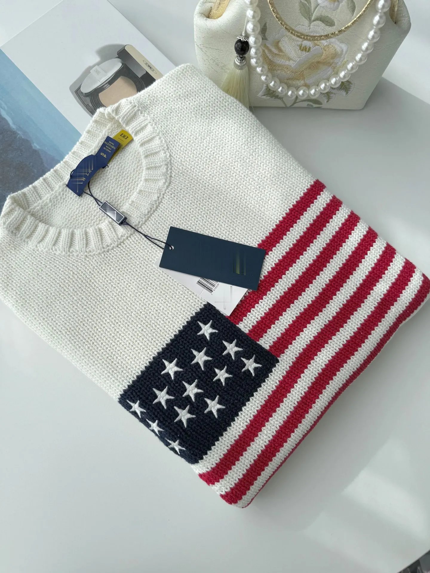 Polo Ralph Lauren American Flag Knit Sweater Navy - 7