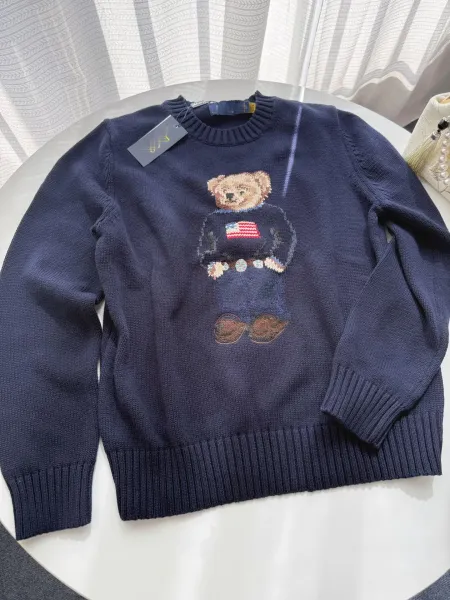 Ralph Lauren Polo Bear Navy Knit Sweater - 1