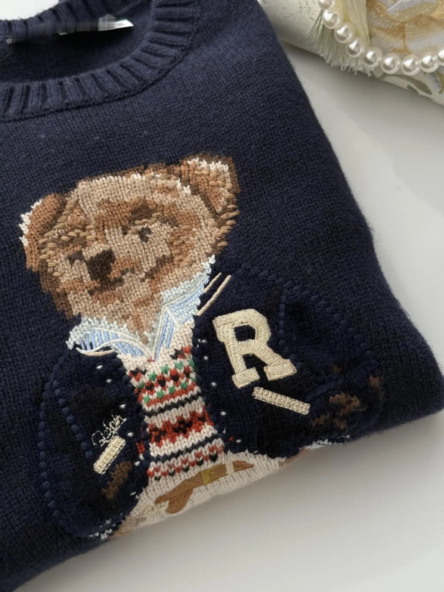 Ralph Lauren Polo Bear Embroidered Navy Sweater - 6