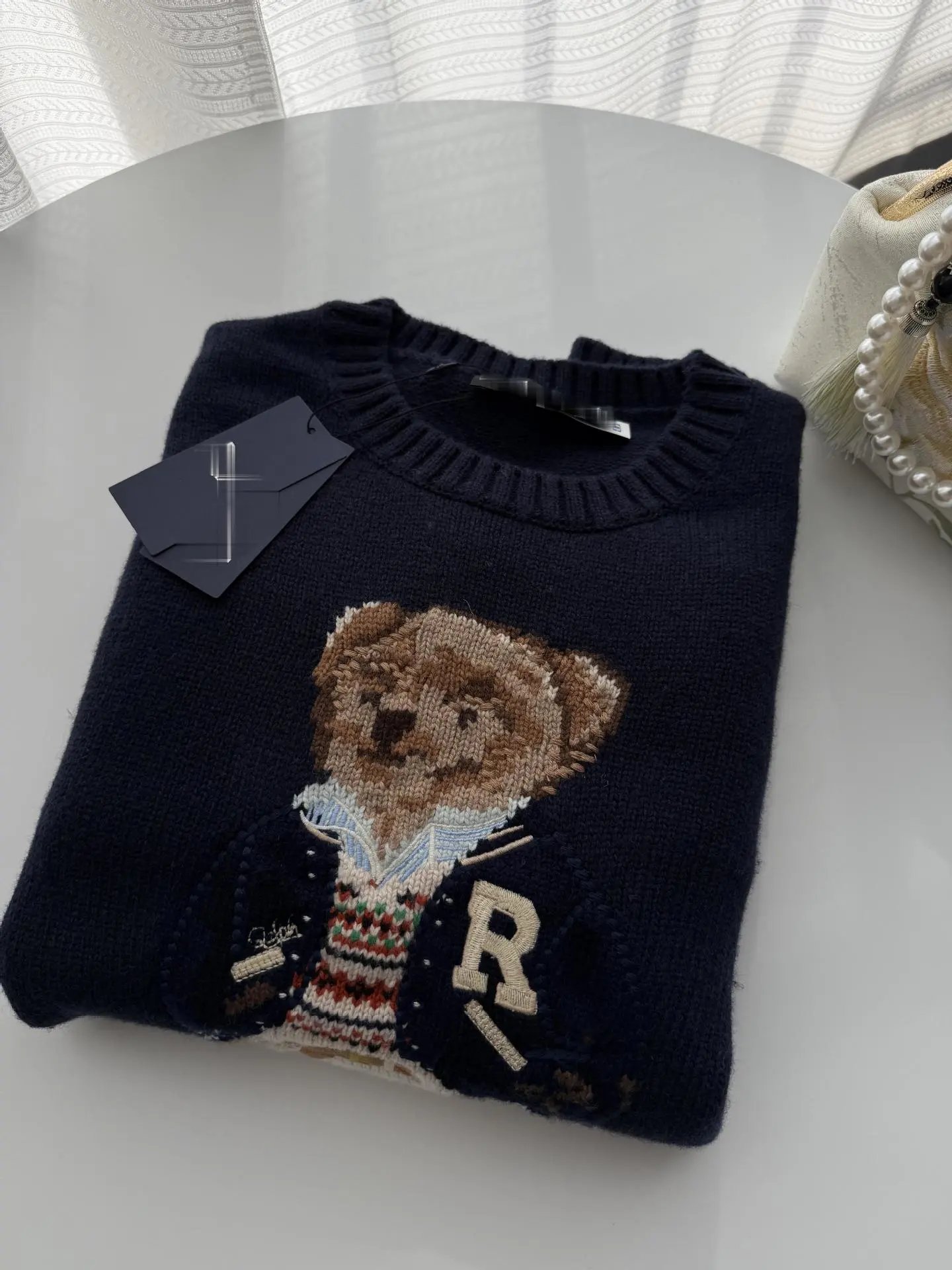 Ralph Lauren Polo Bear Embroidered Navy Sweater - 5