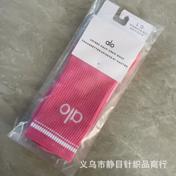 Alo Yoga Unisex Half-Crew Sock Pink Socks - 1