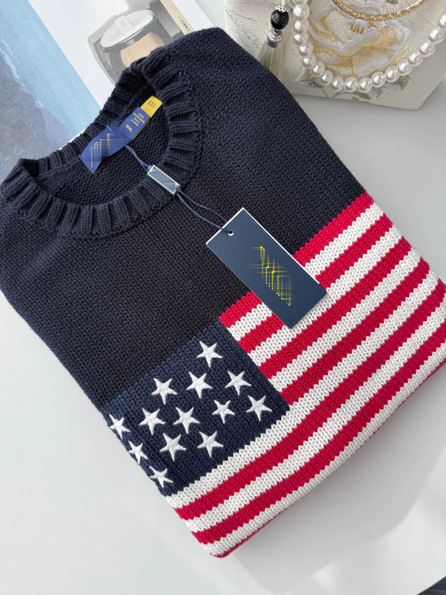 Polo Ralph Lauren American Flag Knit Sweater Navy - 6