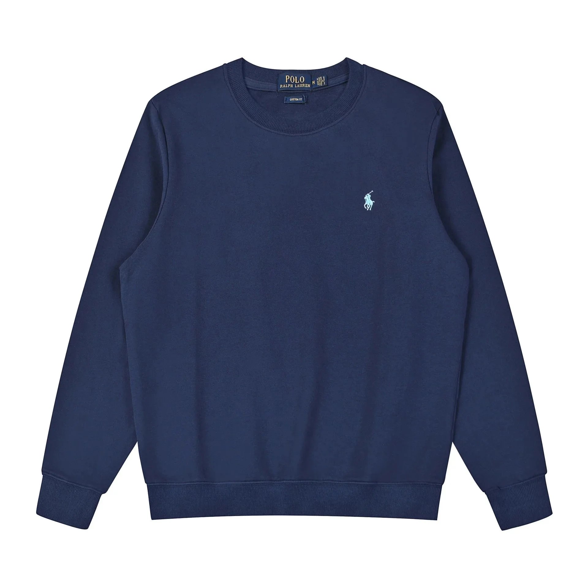 Crew neckline baby blue and green label