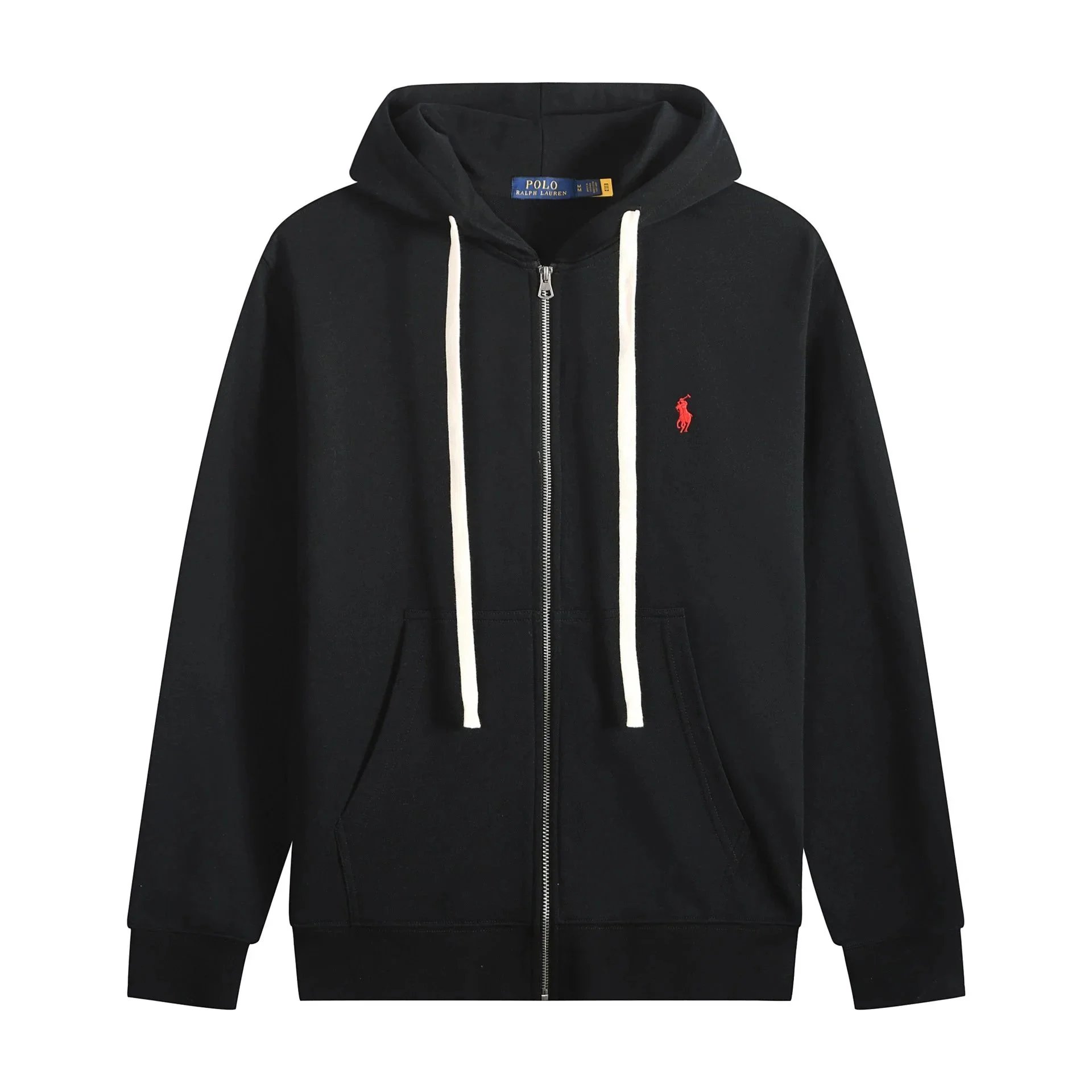 White Cord Zipper Black Red Label