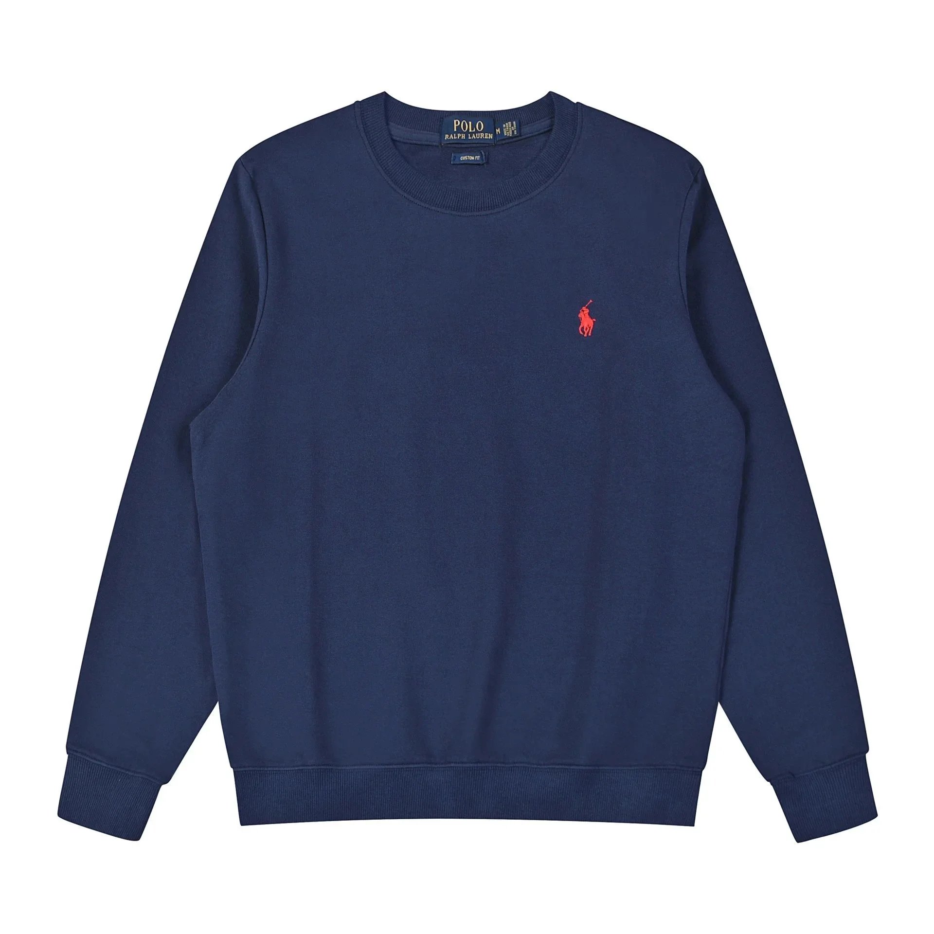 Crew neckline blue and red label