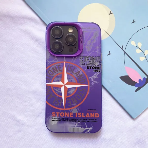Stone Island Phone Case Navy Blue Compass Print Phone-Case - 8