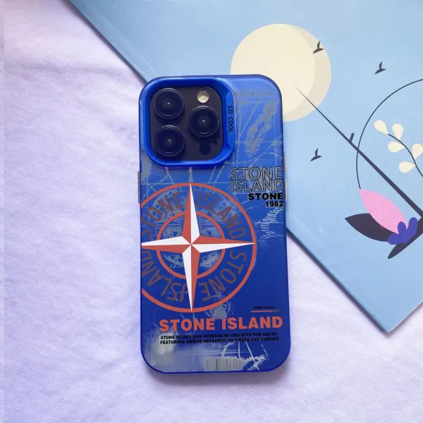 Stone Island Phone Case Navy Blue Compass Print Phone-Case - 13