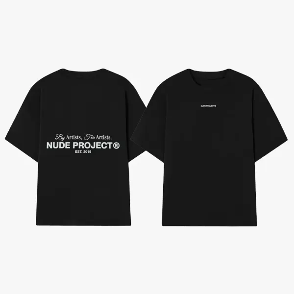 Design NUDE PROJECT By Artists, For Artists T-Shirt Black T-Shirts - 1