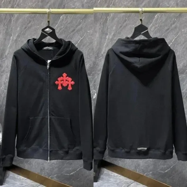 Chrome Hearts Cross Logo Zip-Up Hoodie Black - 1